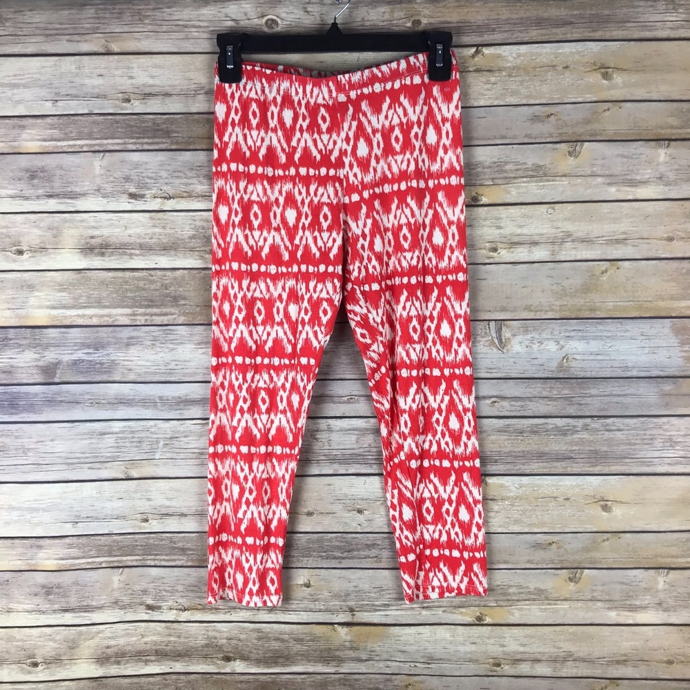 Loveappella Leggings Womens Small Capri Mid Rise Ikat Print Pull On Skinny Leg